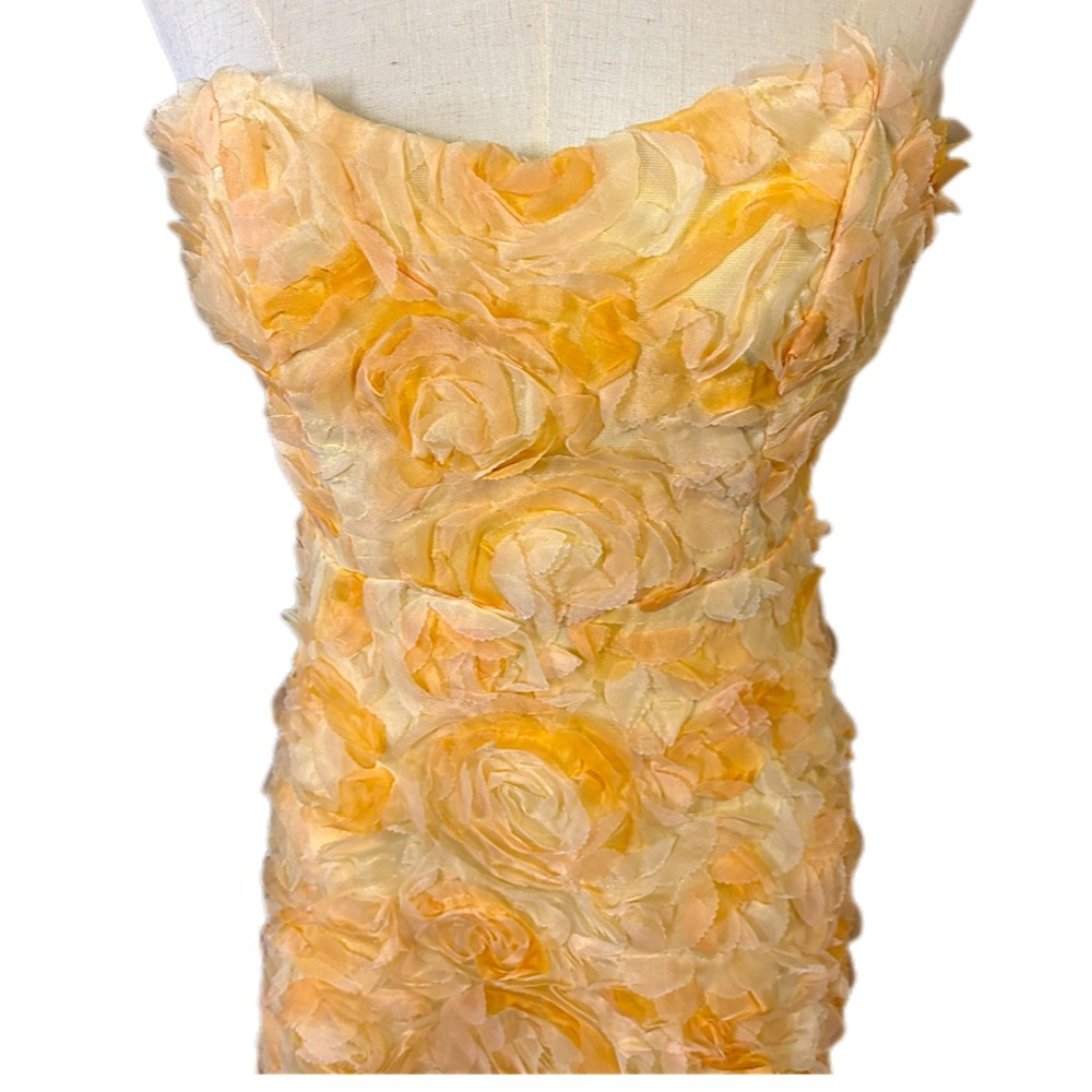ANGEL BIBA Strapless Mini Rosette Dress in Orange and Cream - Picture 3 of 13